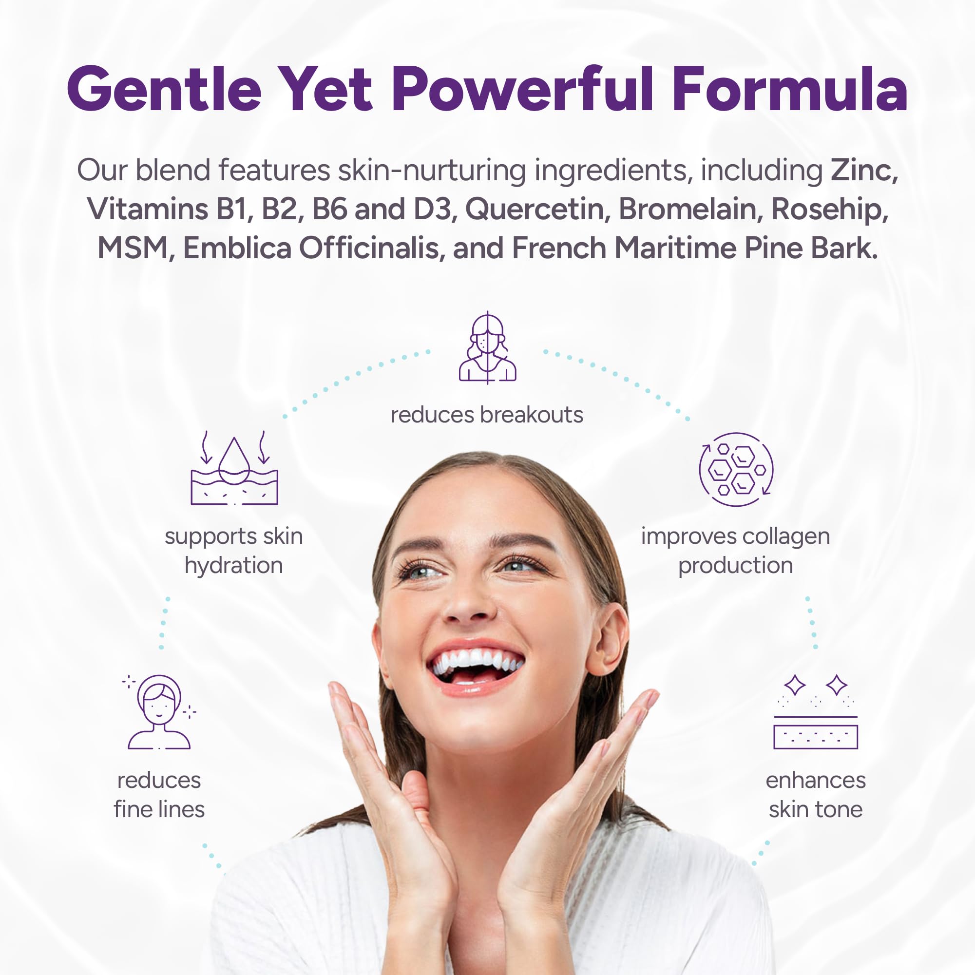 Clear AF zinc-antioxidants blend capsule shows a science-backed support for balanced complexion.
