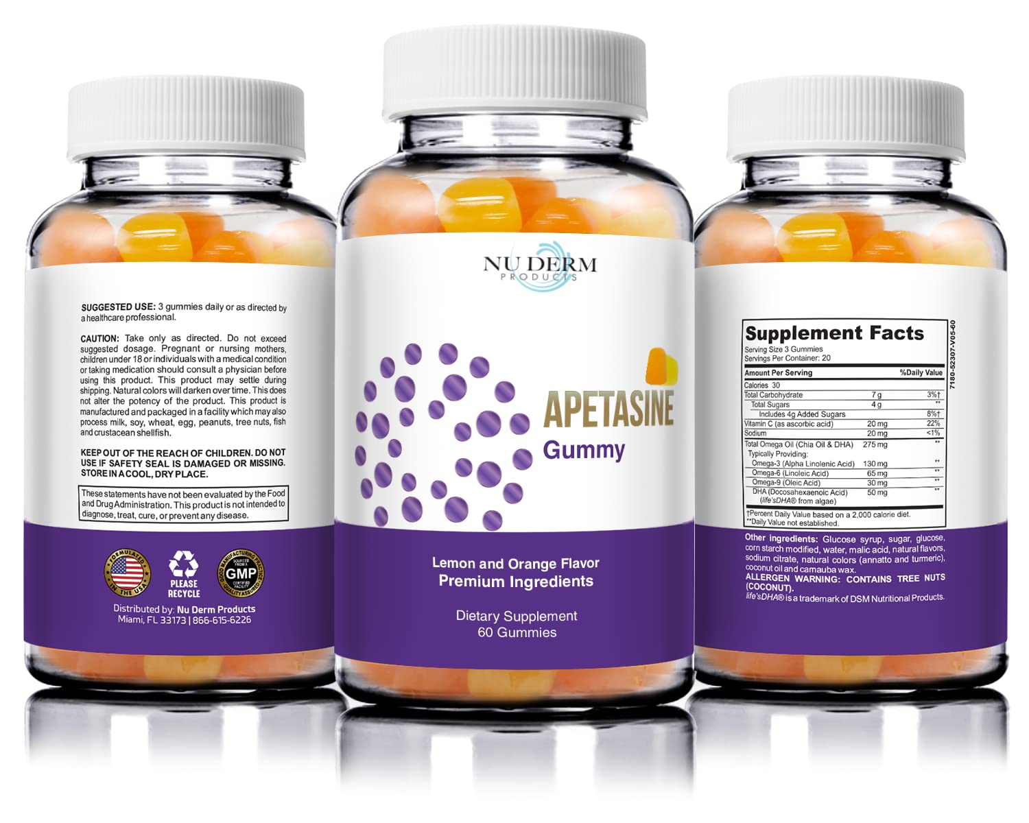 Front packaging of Clear-Biotic Apetasine Gummy with flavor and benefit highlights.