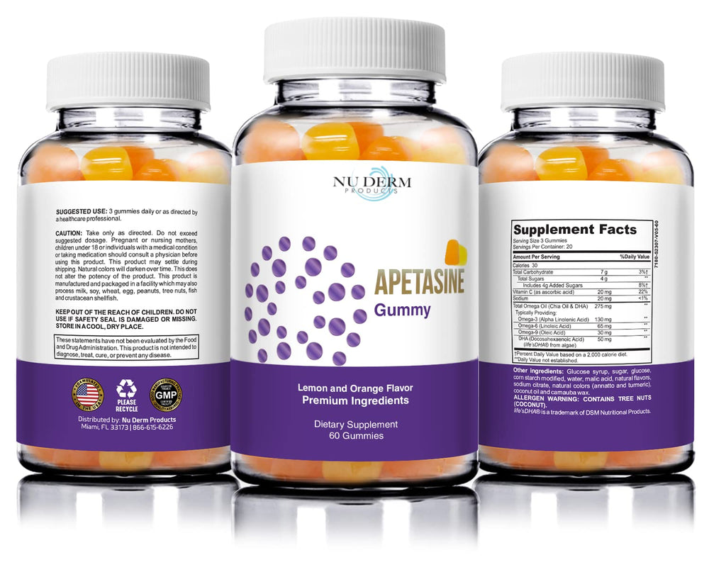 Front packaging of Clear-Biotic Apetasine Gummy with flavor and benefit highlights.