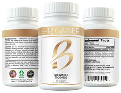 Clear-Biotic Weight Gainer B-12 chewable packaging box clearly labeled for men and women