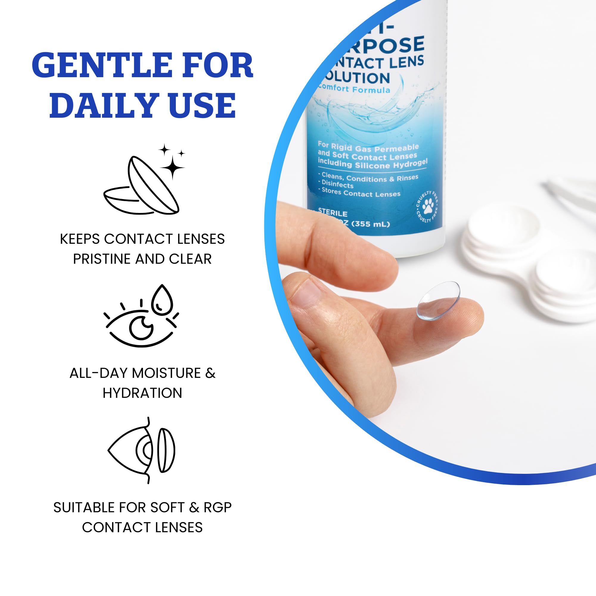 Clear Conscience cleaning action demonstrates thorough lens cleansing