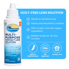 Clear Conscience multi-purpose solution for daily lens maintenance.