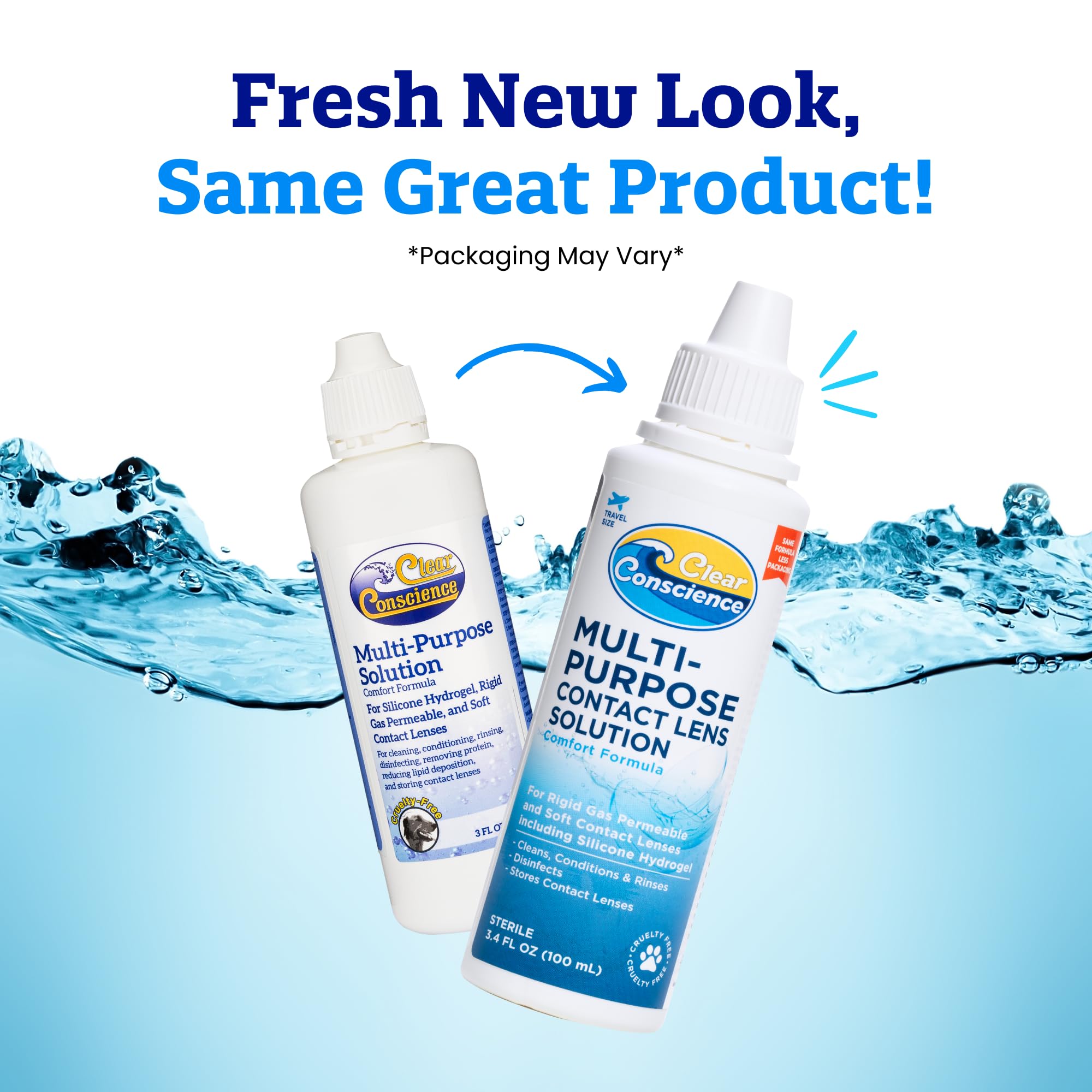 Clear Conscience protein and debris removal for clearer lenses.