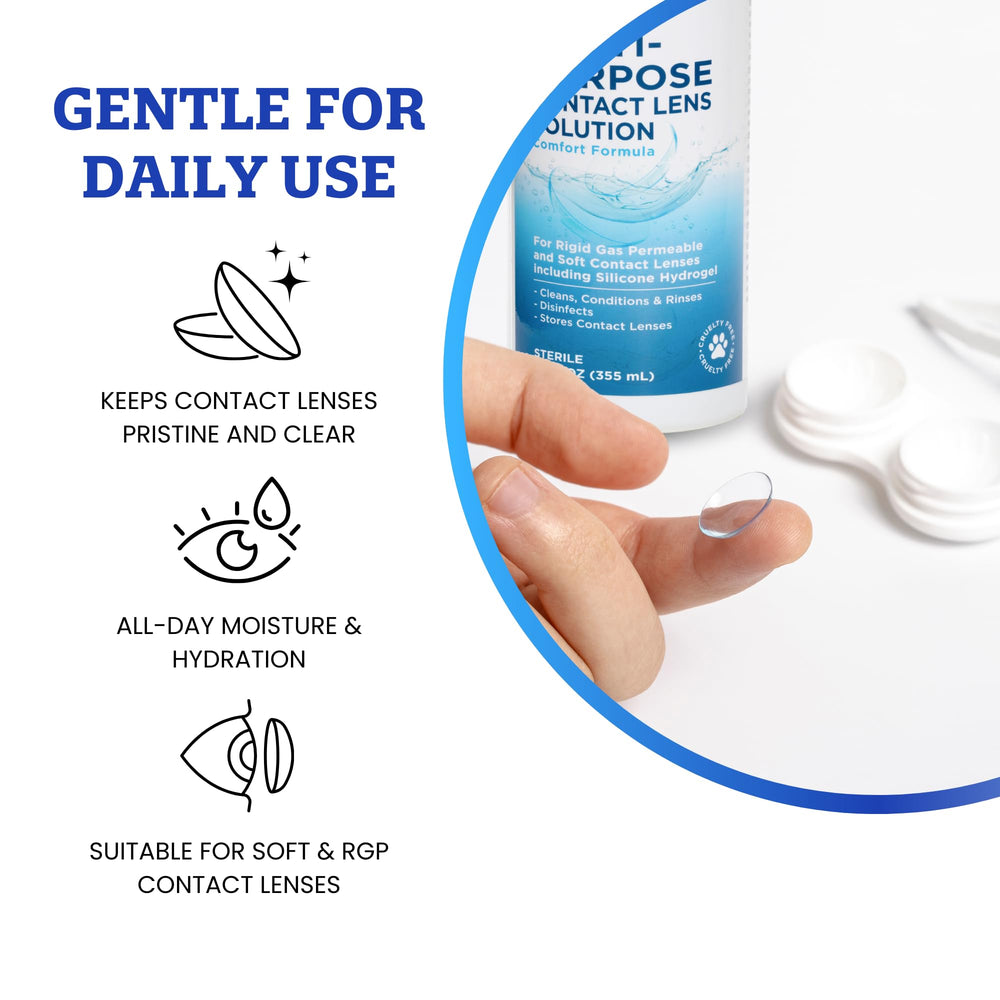 Sterile isotonic solution bottle highlights gentle care for sensitive eyes