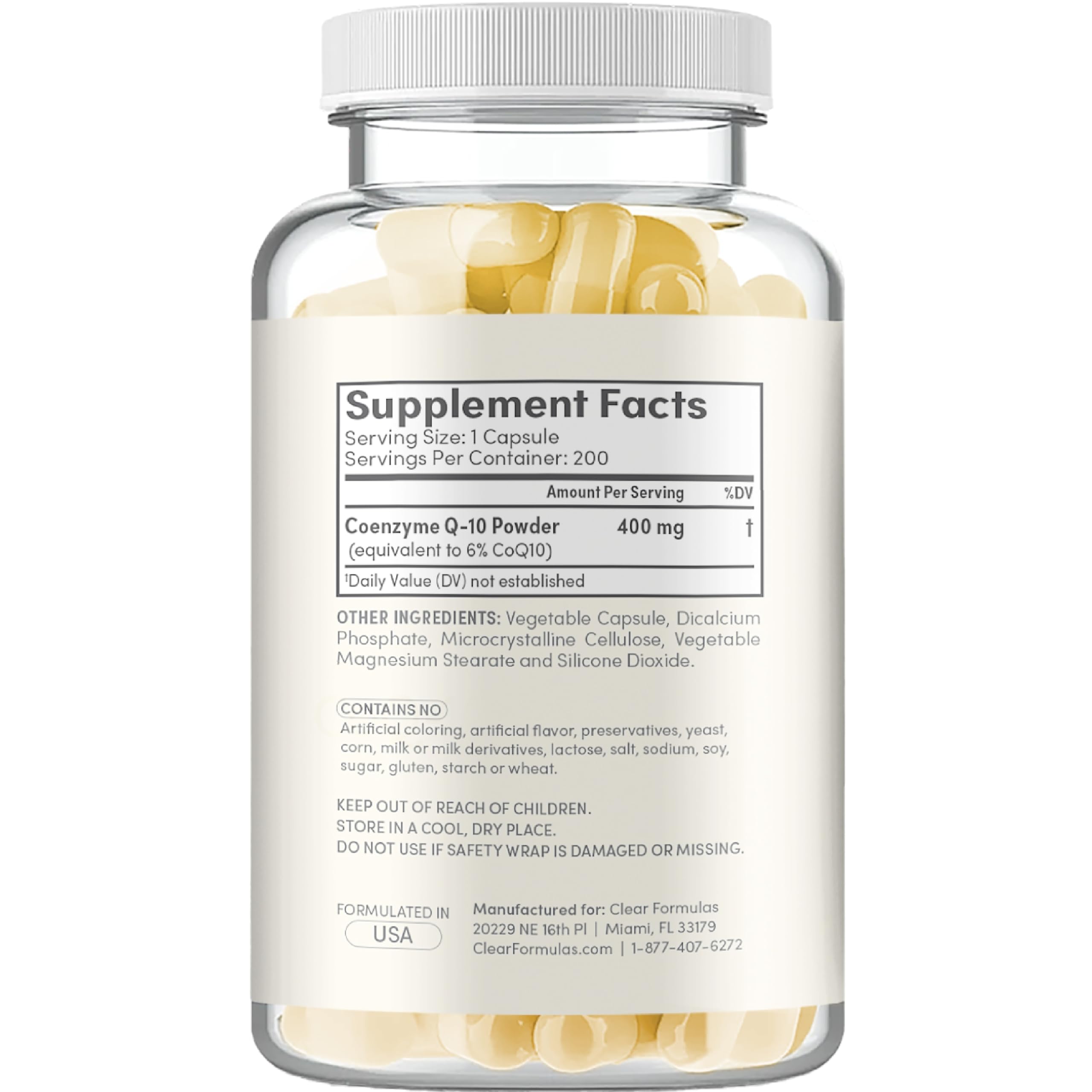 400 servings pack-shot of Clear Formulas CoQ10 400mg for long-term supply.