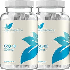 Clear Formulas CoQ10 200mg bottle front view for daily energy and wellness.