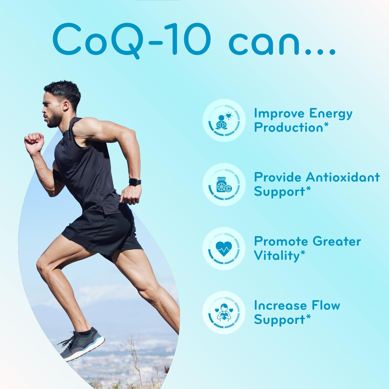 Clear Formulas CoQ10 200mg packaging and ingredients, allergen-friendly.