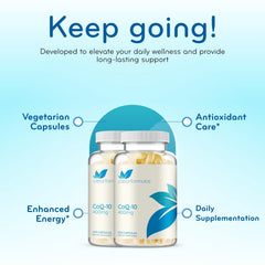 Close-up of Clear Formulas CoQ10 400mg capsules for convenient dosing.