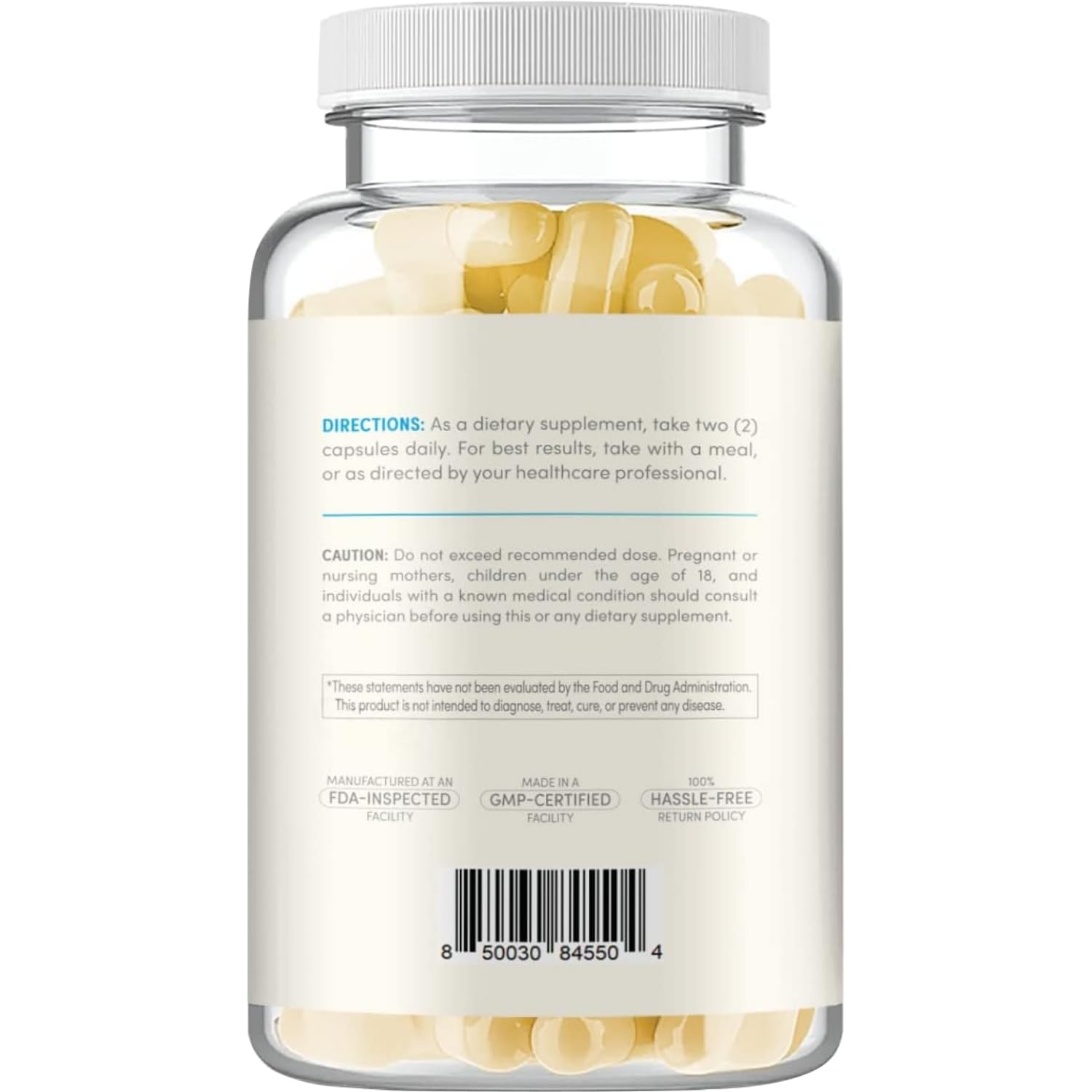 Clear Formulas CoQ10 capsules pouring demonstrating easy-to-swallow design