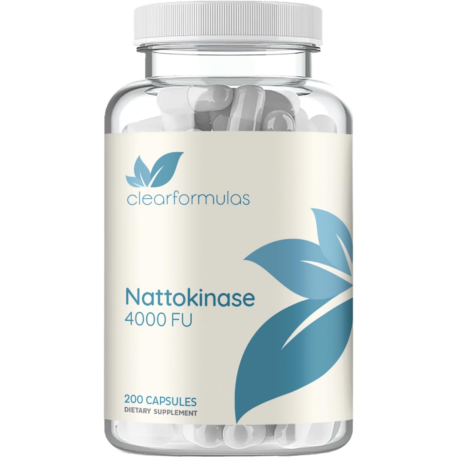 Clear Formulas Nattokinase bottle shows precise 4000 FU dose for daily support.