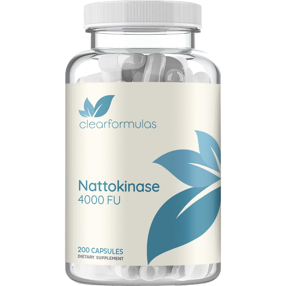 Clear Formulas Nattokinase bottle shows precise 4000 FU dose for daily support.