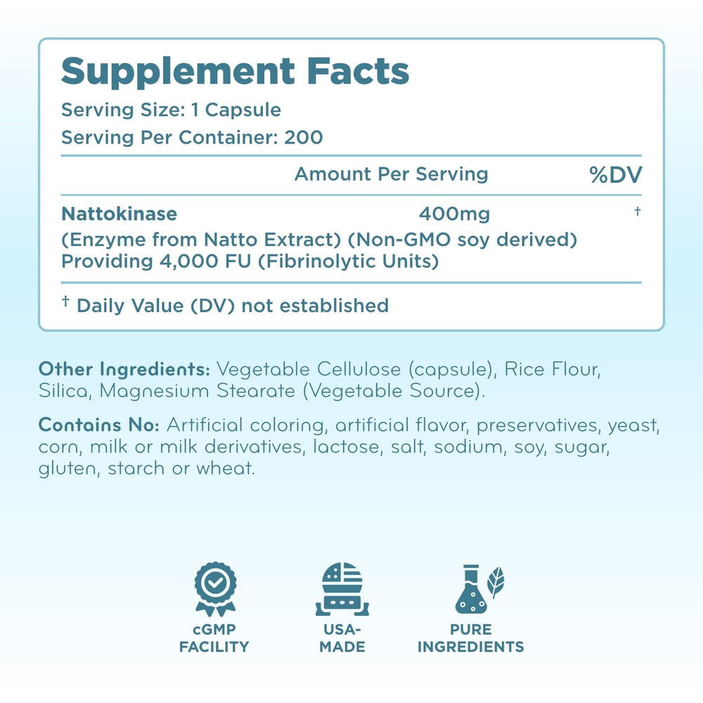 Bottle seal and QA icons emphasize product safety and trust.