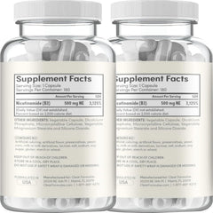 Clear Formulas Vitamin B3 Nicotinamide label details emphasizing ingredients and cGMP manufacturing.