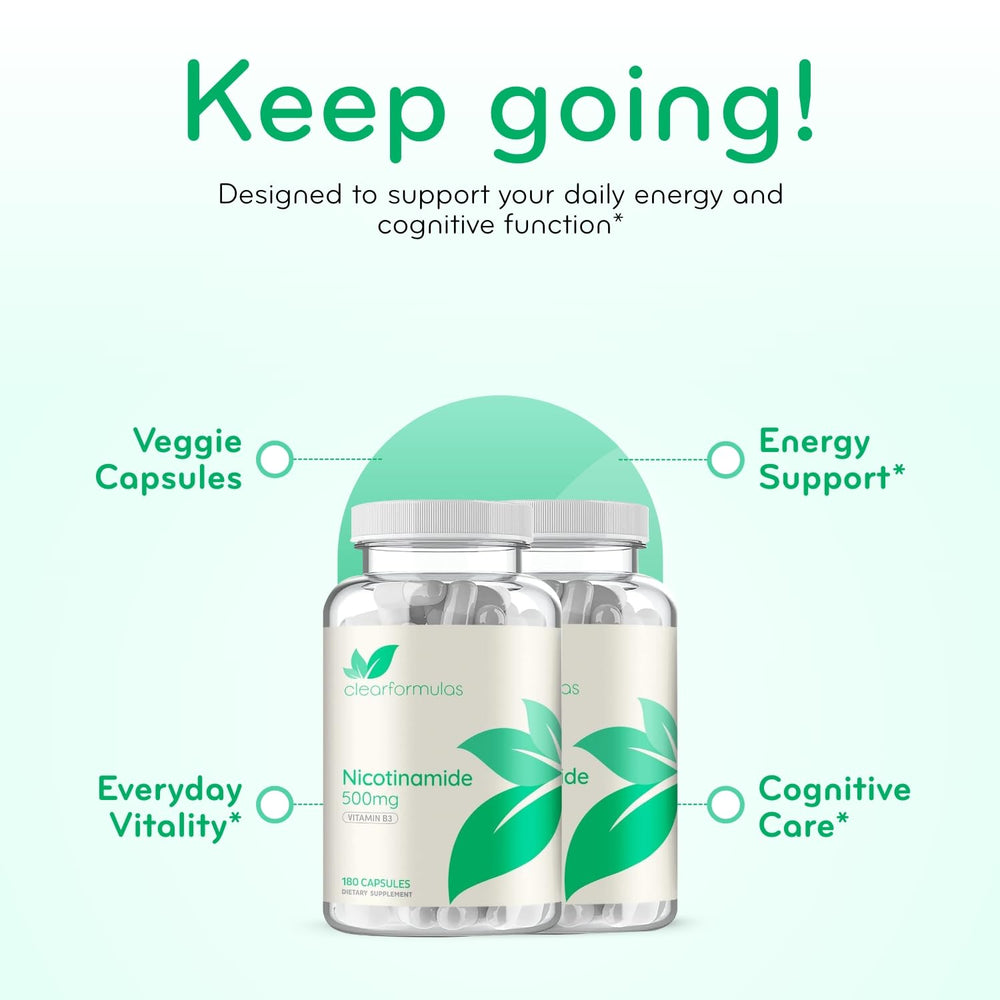 Clear Formulas Vitamin B3 Nicotinamide packaging assembly line visual for quality control.