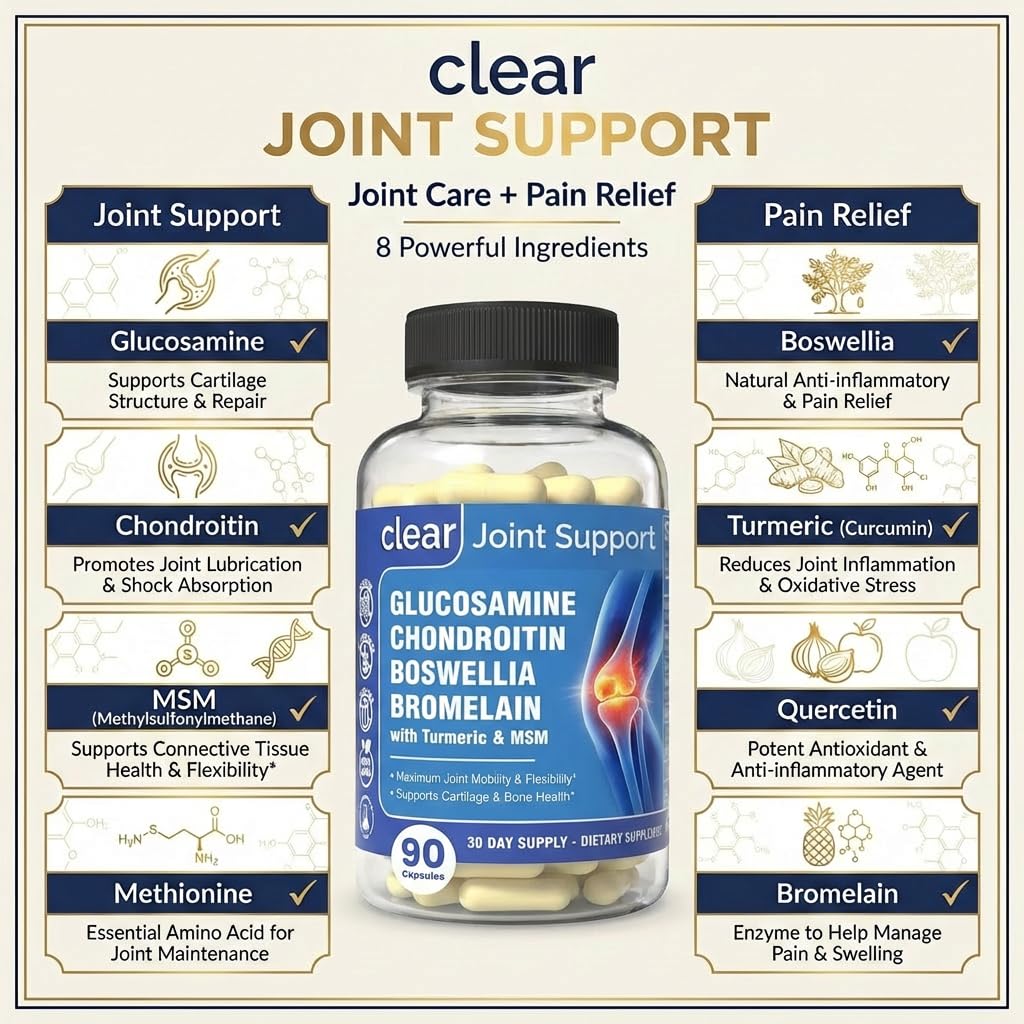 Clear Joint packaging front emphasizes gluten-free, non-GMO formula.