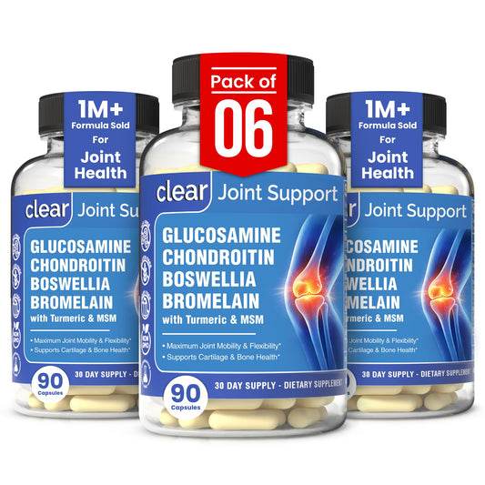 Clear Probiotics glucosamine chondroitin msm bottle front view for daily joint support.