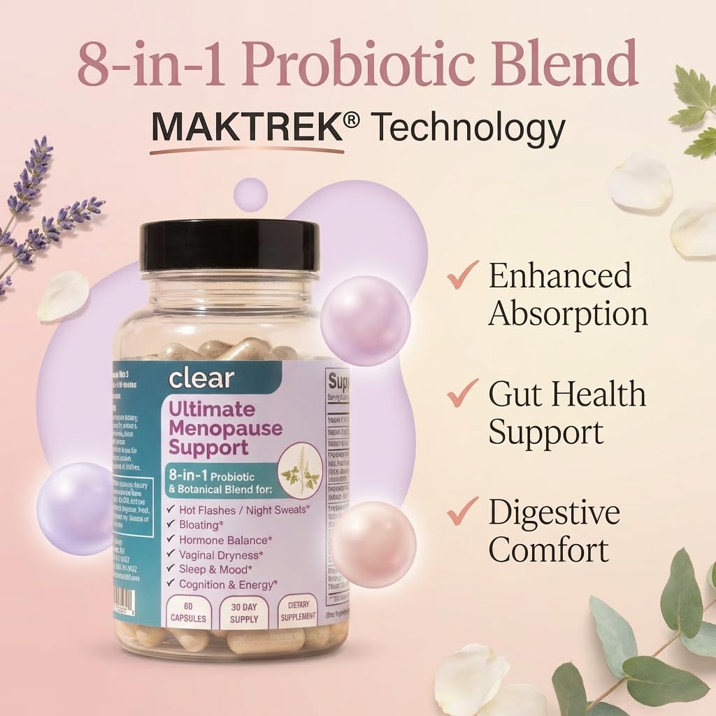 Clear Probiotics capsules illustrating easy swallow and no aftertaste.