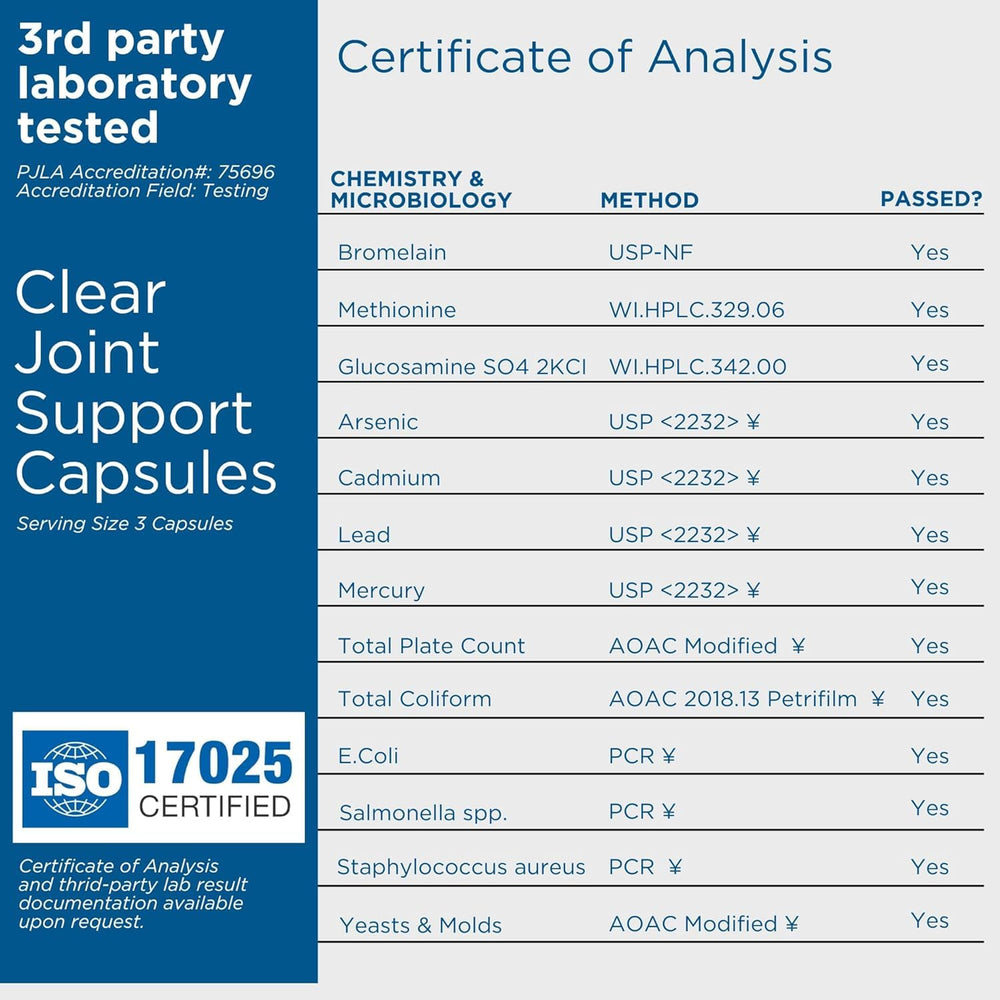 Clear Probiotics USA manufacturing badge indicates GMP facility.