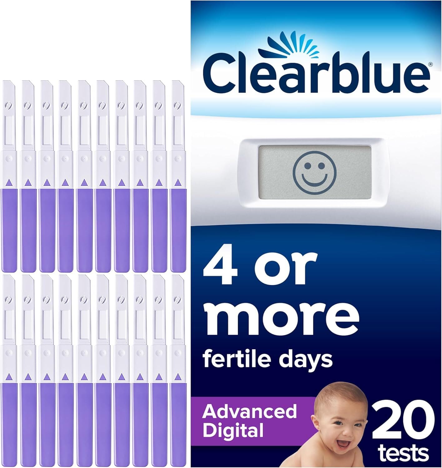 Clearblue Advanced Digital Ovulation Test pack of 20 sticks for pregnancy planning