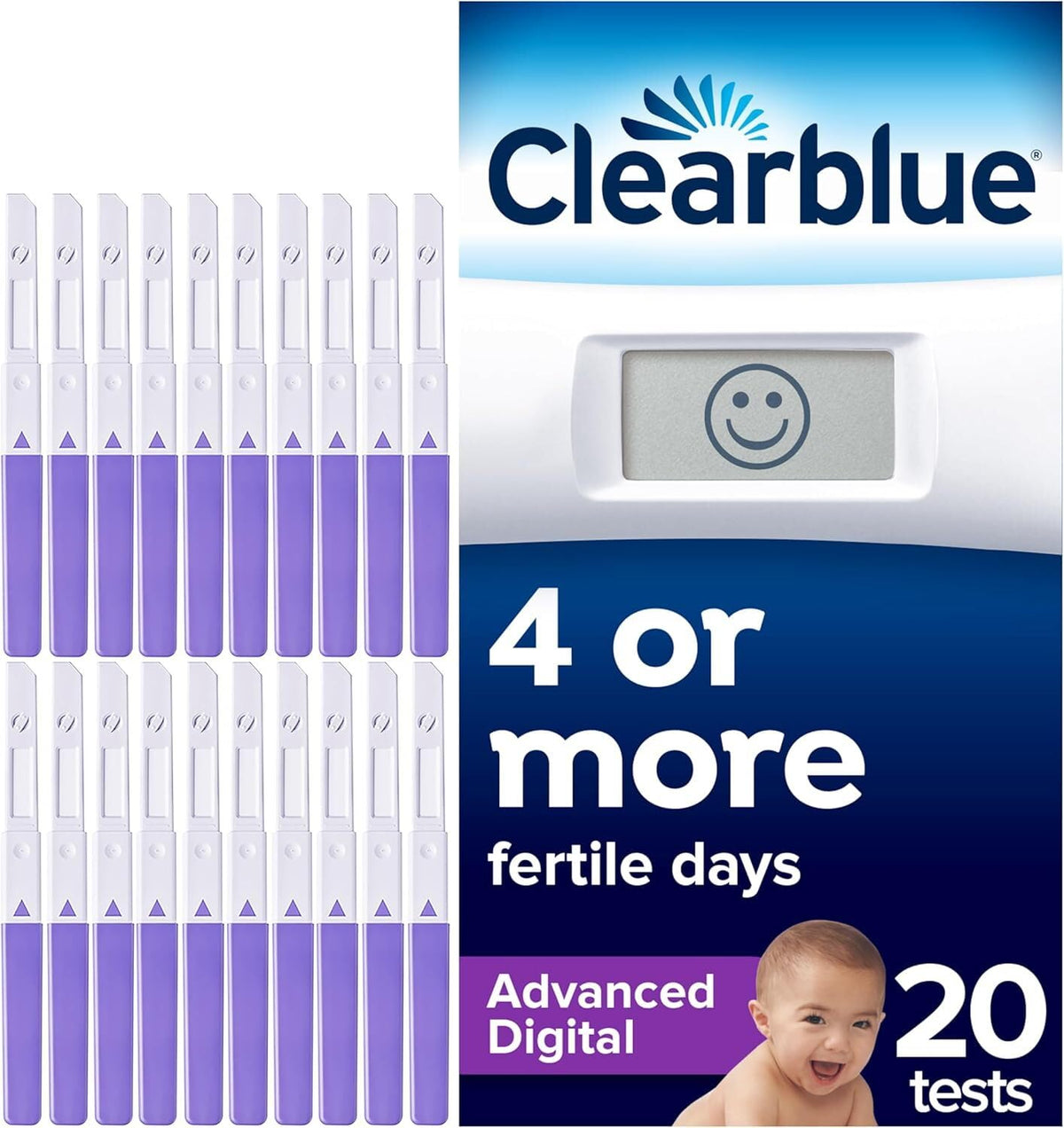 Clearblue Advanced Digital Ovulation Test pack of 20 sticks for pregnancy planning