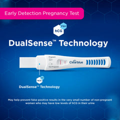 Clearblue DualSense technology illustration suggesting reduced false positives in some cases