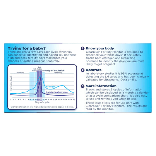 Clearblue Fertility Monitor touch screen shows daily fertility status for easy planning.