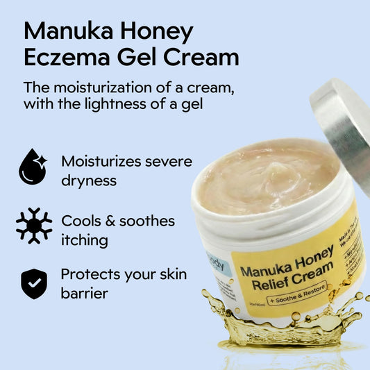 Close-up texture of Clearbody Organics Manuka Honey Cream highlighting quick absorption