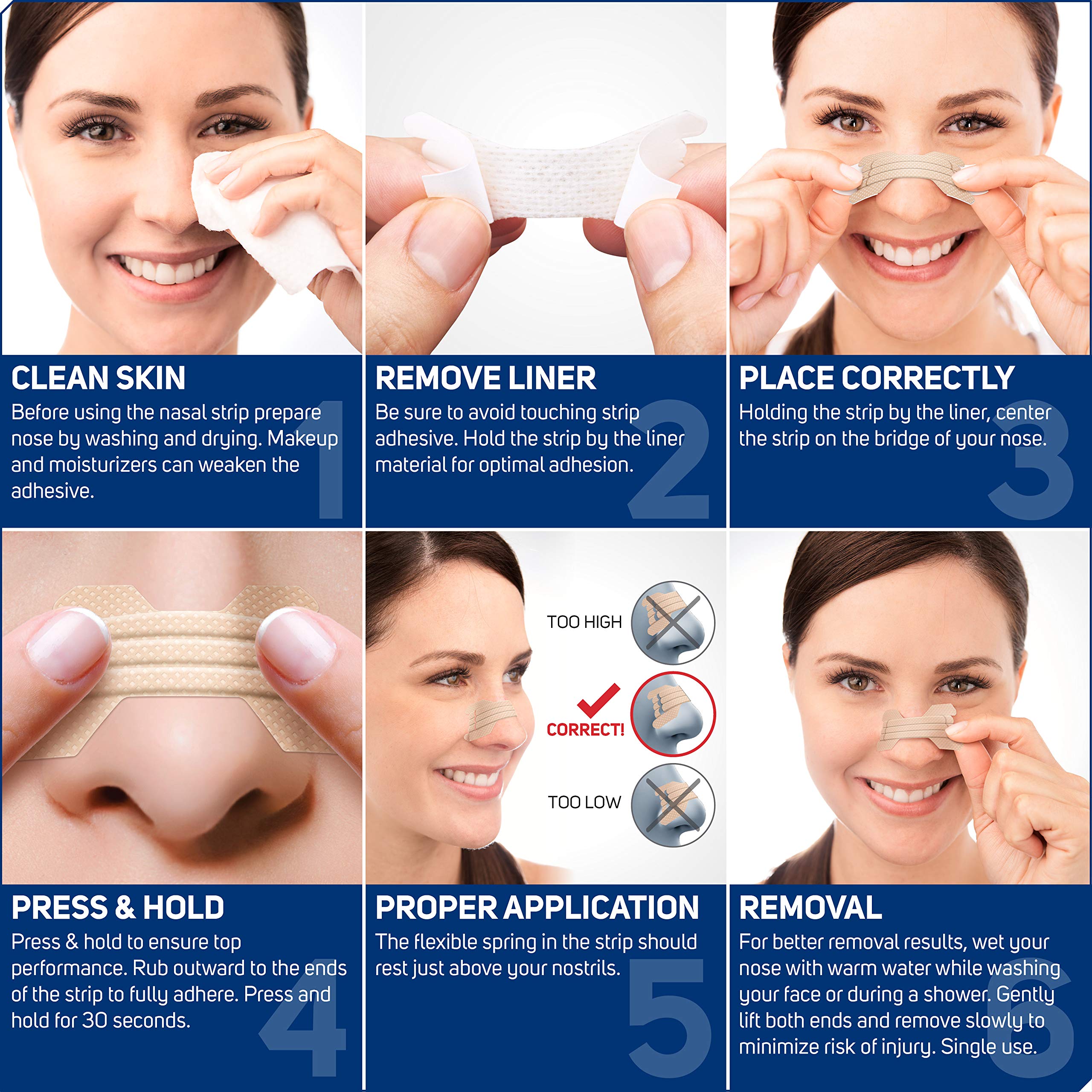 Clear Passage nasal strips back with usage tips