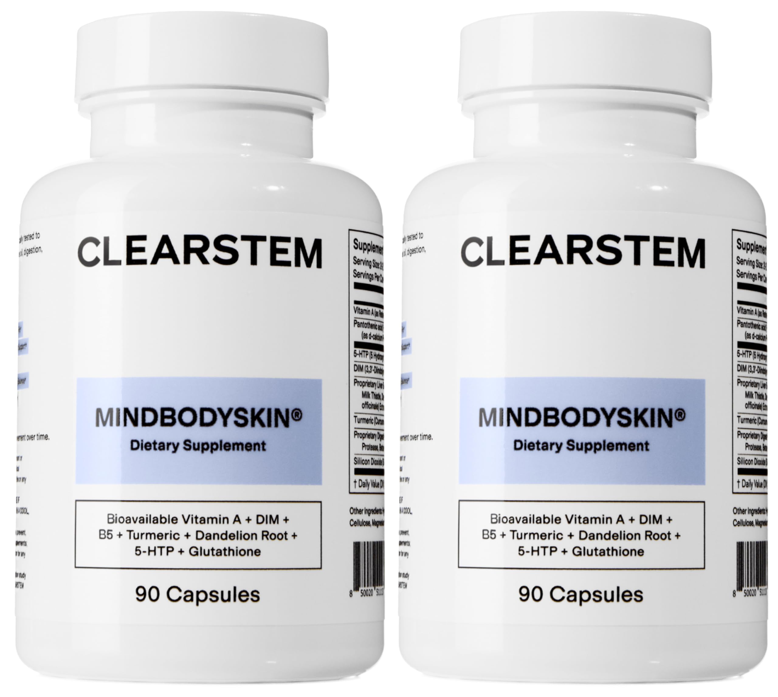 CLEARSTEM MINDBODYSKIN bottle closeup highlighting hormone balance support