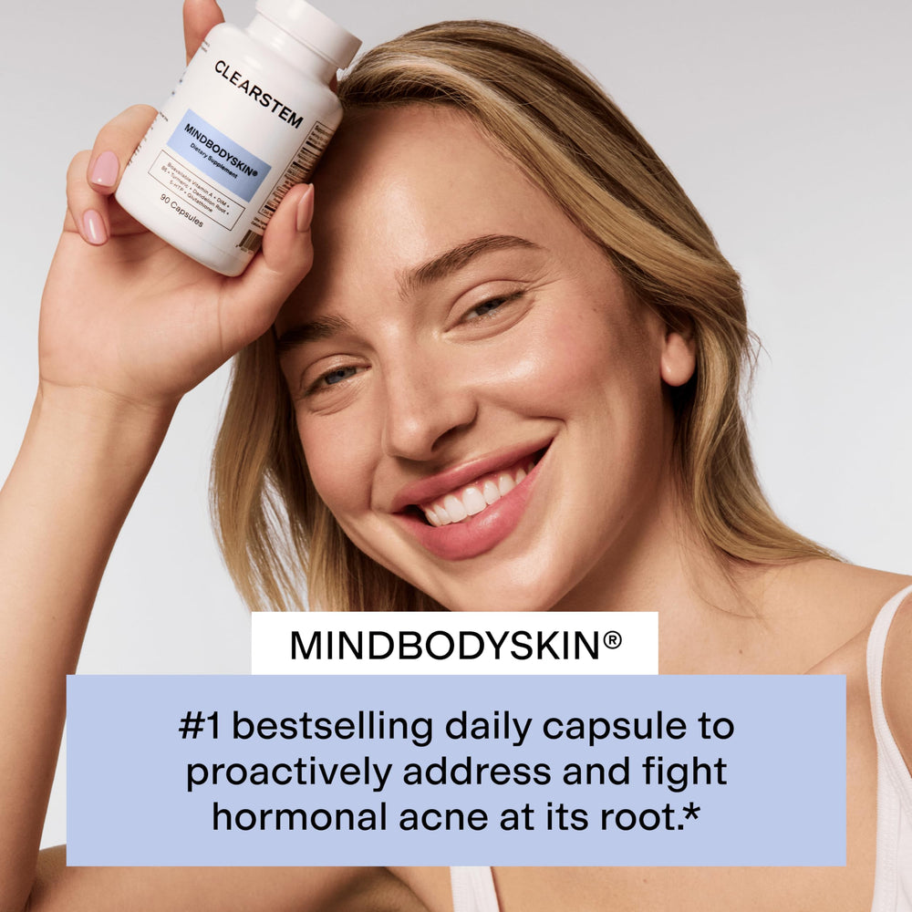 Front label of MindBodySkin box showing gluten-free, cruelty-free formula.