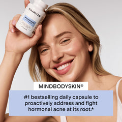 Front label of MindBodySkin box showing gluten-free, cruelty-free formula.