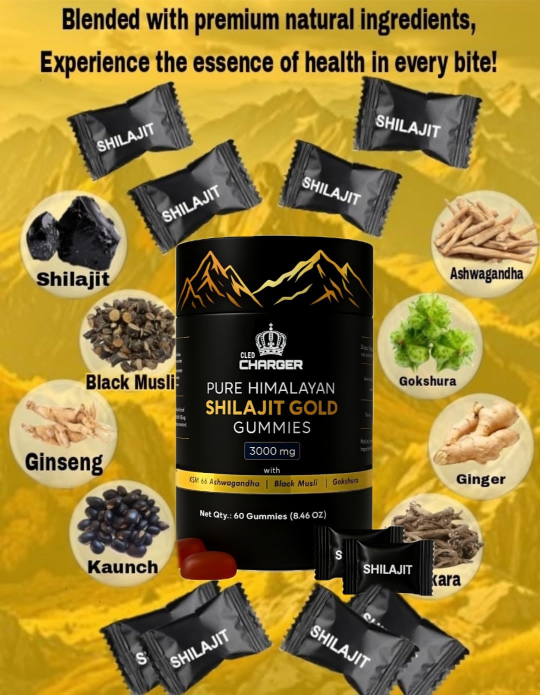 Shilajit Gummies served with water for easy intake.