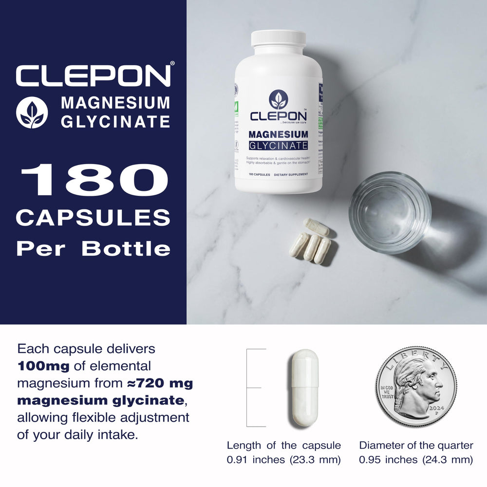 CLEPON Magnesium Glycinate non-GMO symbol confirms purity.