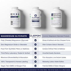 CLEPON Magnesium Glycinate nutrition label provides clear supplement facts.