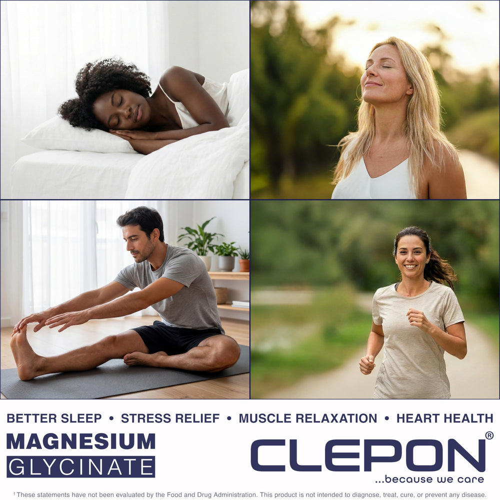 CLEPON Magnesium Glycinate vegan symbol marks vegan-friendly option.