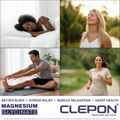 CLEPON Magnesium Glycinate vegan symbol marks vegan-friendly option.