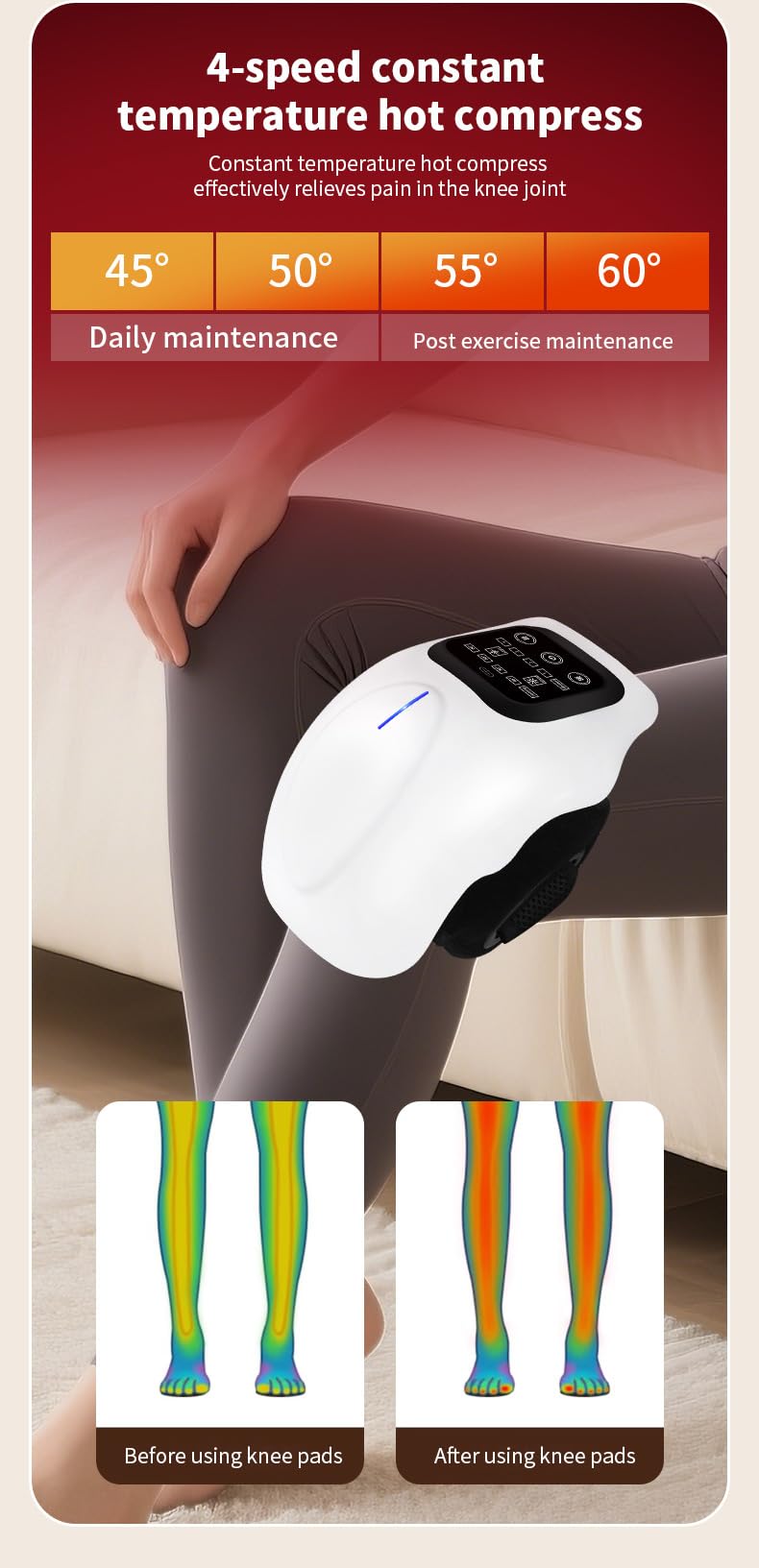 CLEVER BEAR Knee Massager adjustable straps provide secure, comfortable fit for most legs.