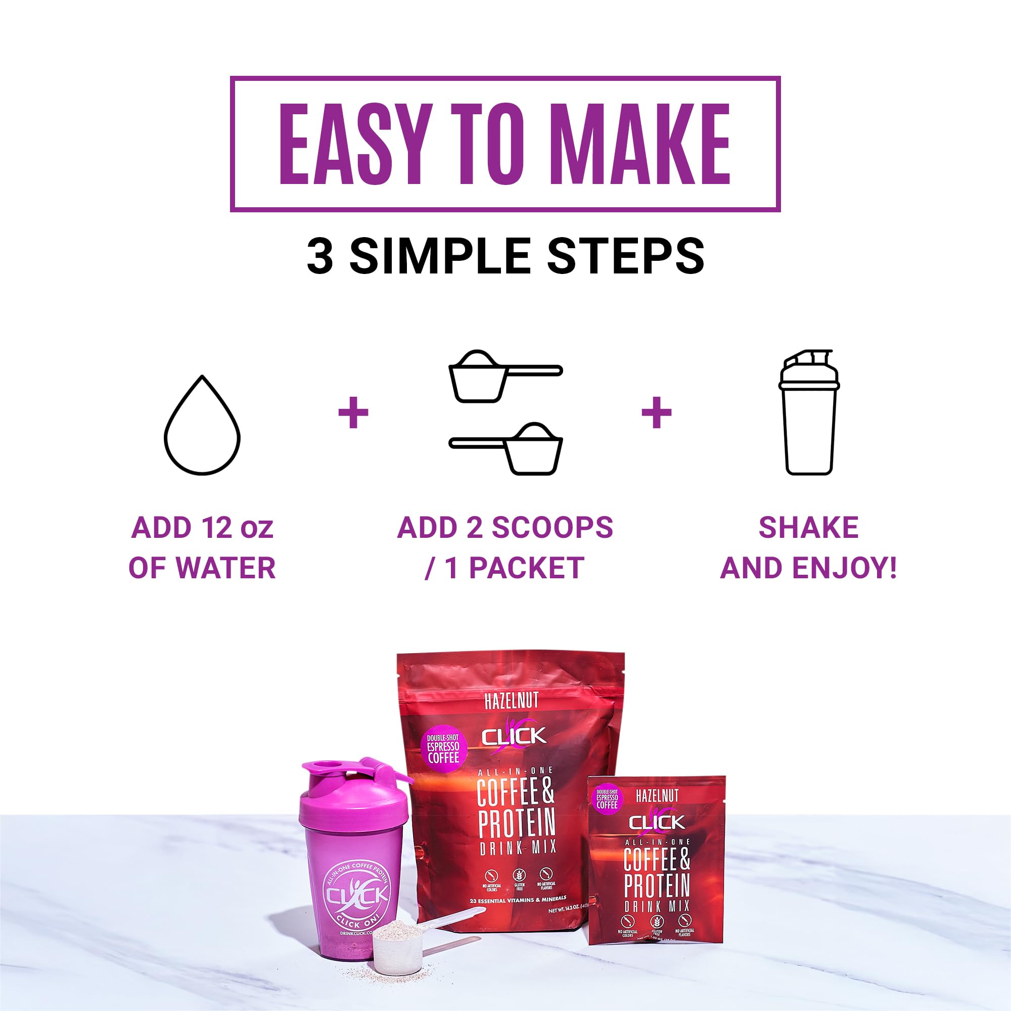 Click Coffee Protein Powder aroma shot capturing coffee scent and texture.