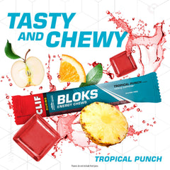 CLIF BLOKS energy chews – Tropical Punch flavor in portable packaging.