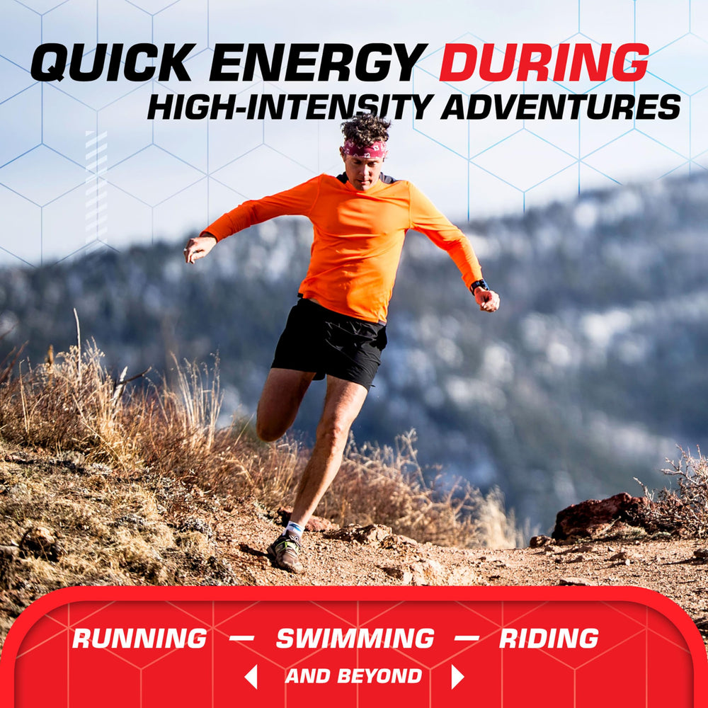 Athlete on the go with Clif Bloks Sours for mid-run energy
