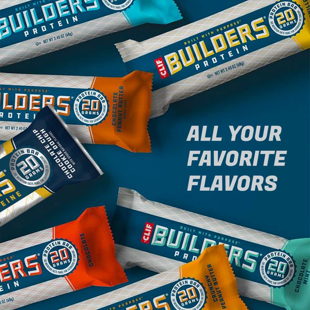 Clif Builder's Protein Bar Chocolate Chip Cookie Dough flavor pairs indulgence with protein for recovery moments.