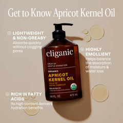Cliganic Apricot Oil label confirms USDA Organic purity for skin care.