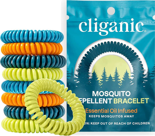 Cliganic mosquito bracelets 50-pack to deter mosquitoes outdoors.