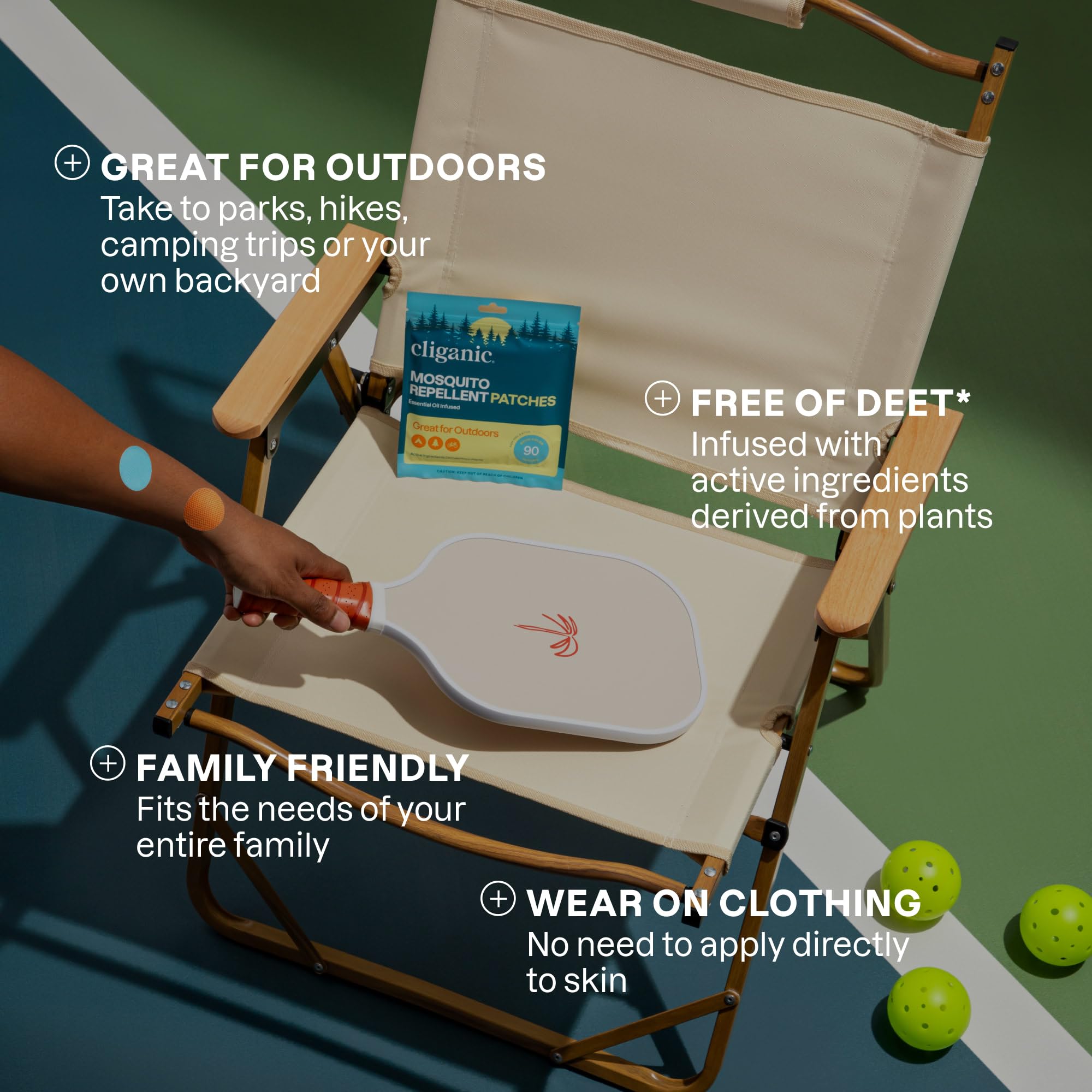 Cliganic mosquito sticker use during travel, camping, and hiking adventures.