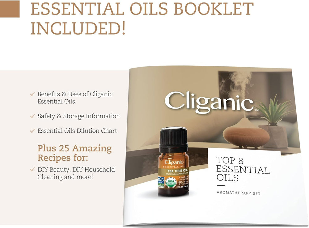 Cliganic eucalyptus essential oil bottle for a crisp, invigorating diffuser experience