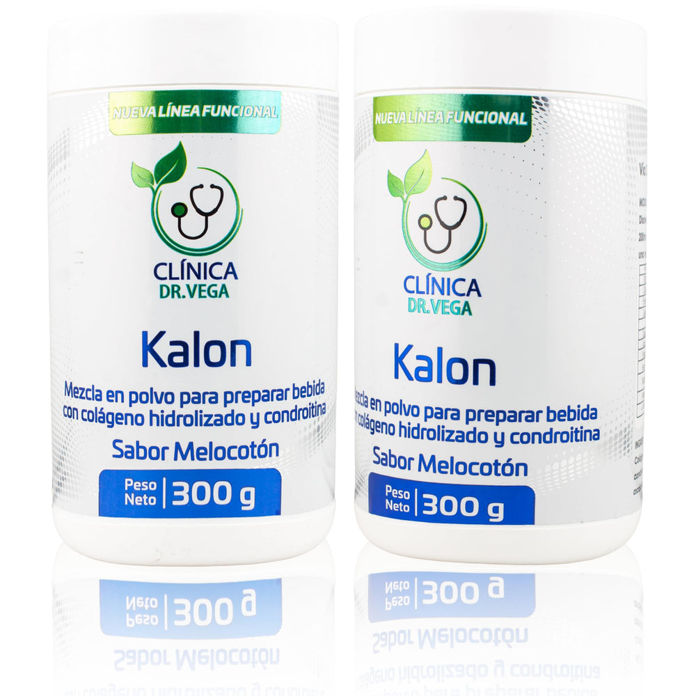 Clinica DR Vega Kalon hydrolyzed collagen container, showcasing premium supplement packaging for skin support and mobility.