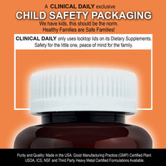 Clinical Daily packaging with child-proof lid for safe family use.