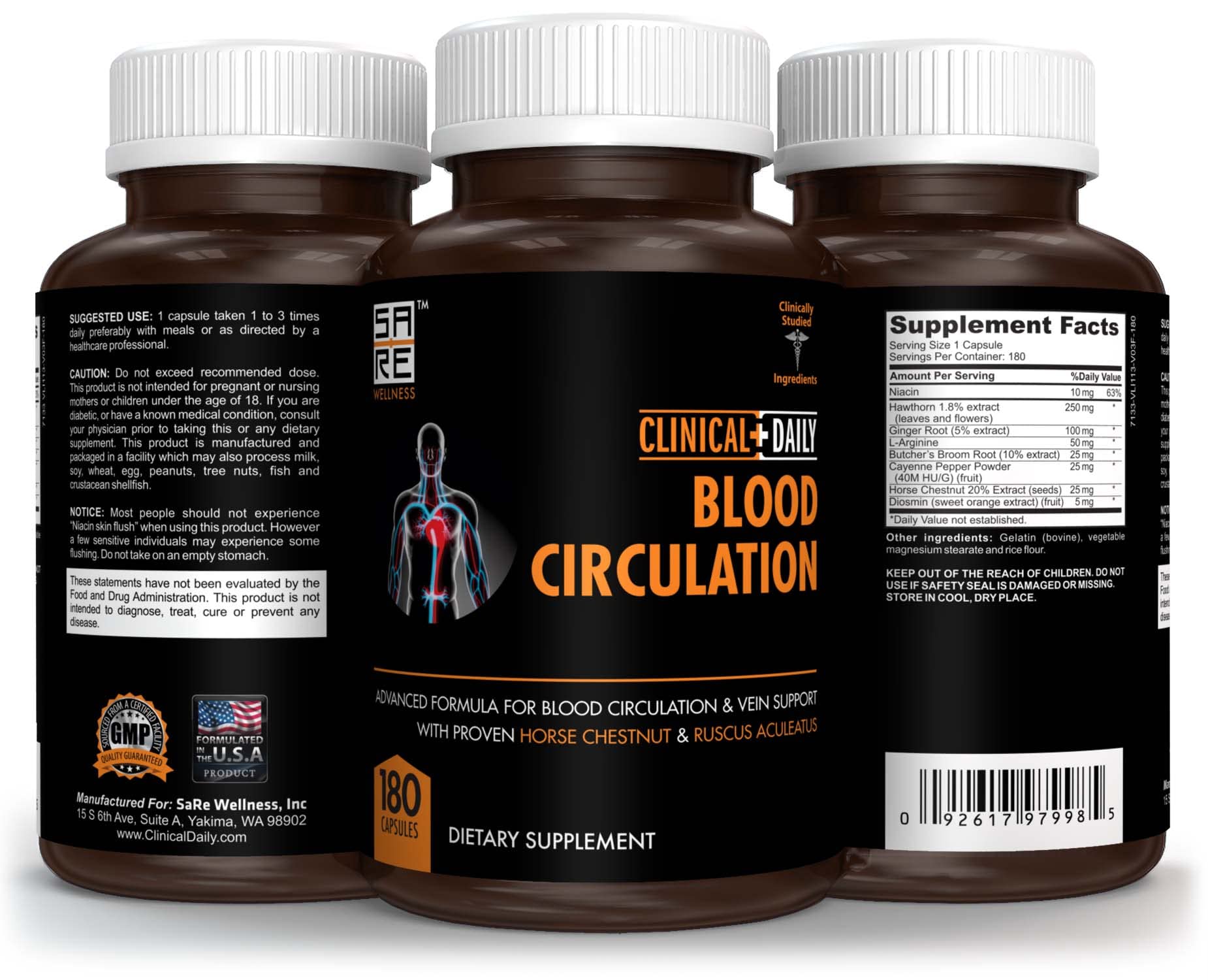 Clinical Daily horse chestnut extract capsules aiding vein walls and leg vitality.