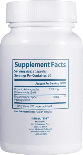 Clinical Effects Ashwagandha capsules closeup shows fast absorption with pepper.