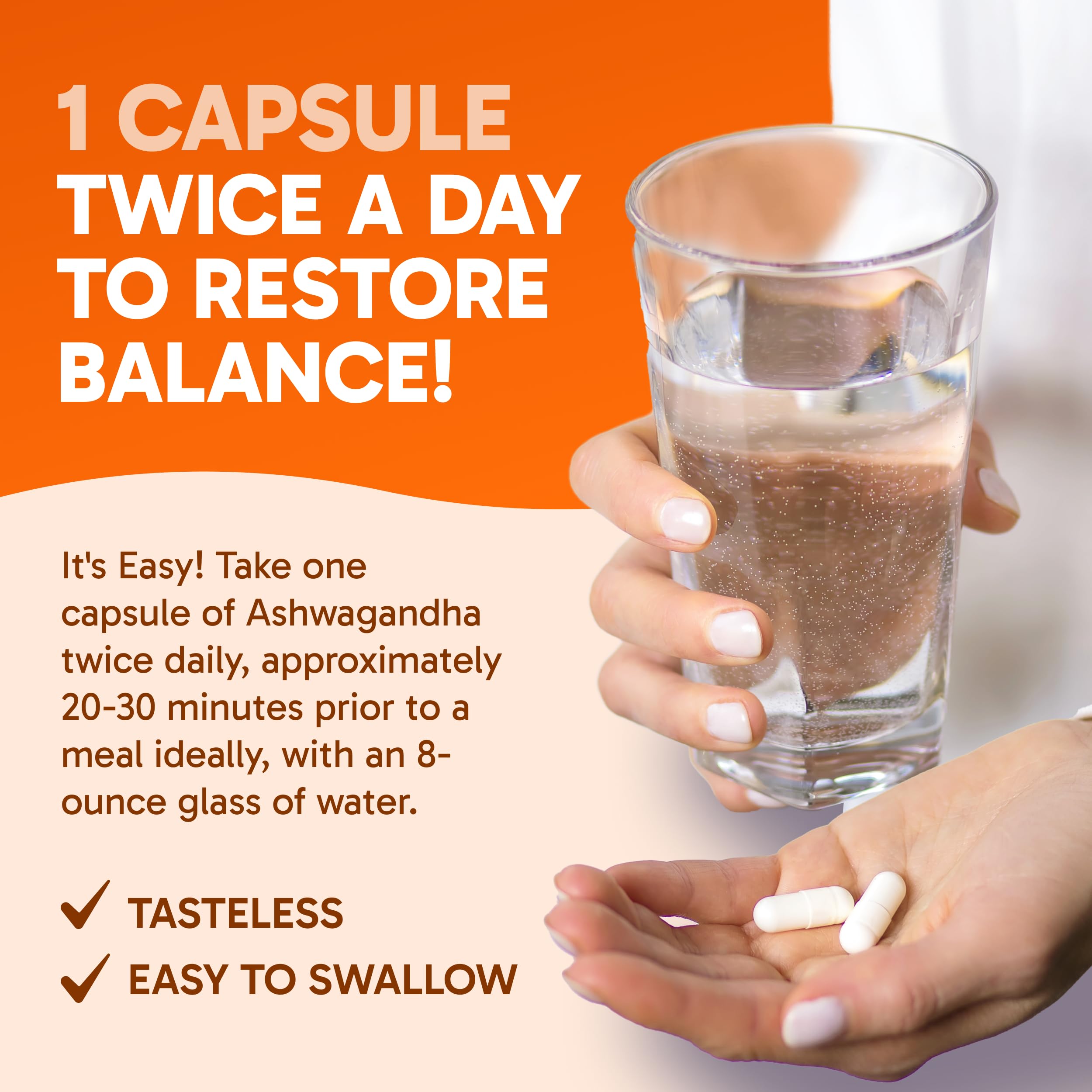 Clinical Effects Ashwagandha capsules on daily routine scene suggesting calm focus